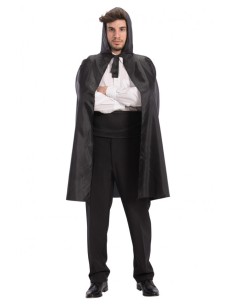 MANTELLO NERO IN TAFFETAS C/CAPPUCCIO 29101